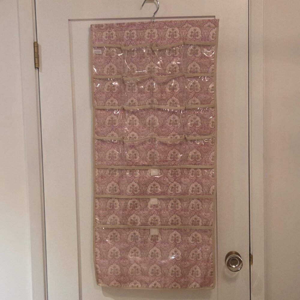 Pretty 100% cotton hanging jewellery organizer